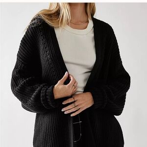 Free People Black Chunky Oversized Cardigan